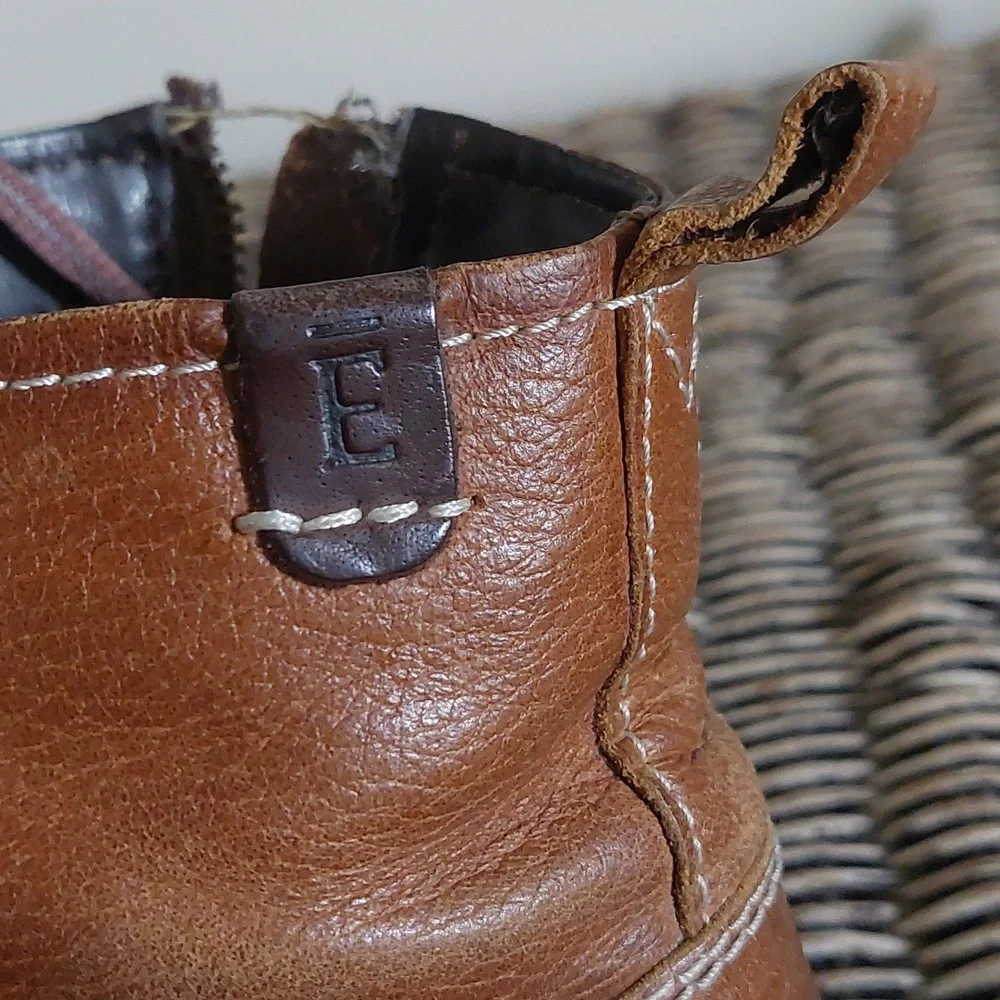 Crevo Men's Brown Leather Lace-Up Side-Zip Boots
